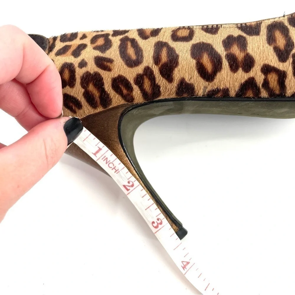 DONALD J PLINER Couture Brown Leopard Print Open Toe Heel Pumps